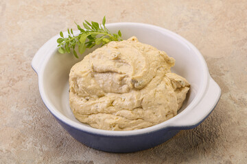 Vegan food - hummus with olive oil