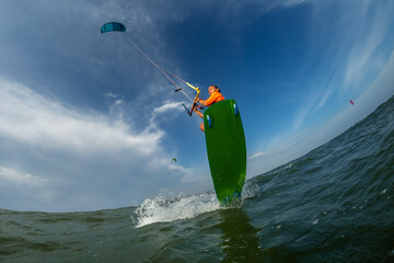 Kite surfing. 