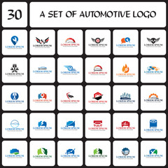 a set of automotive logo , a set of transportation logo