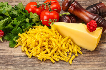 Raw Italian pasta Fusilli for cooking