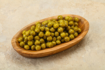 Marinated green pea in the bowl