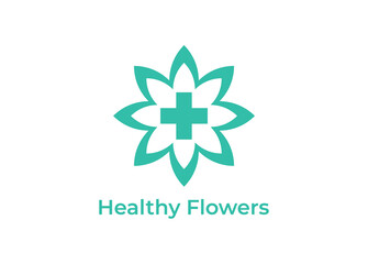 healthy flowers, a combination of flowers with health signs for company attributes in the health sector

