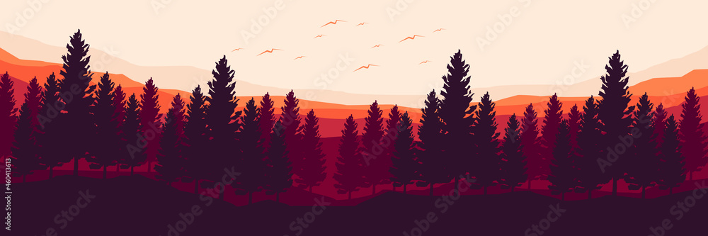 Canvas Prints pine tree forest at mountain landscape vector illustration design for wallpaper design, design template, background template, and tourism design template