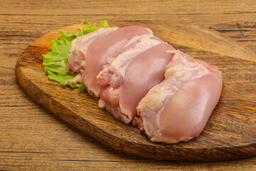 Raw chicken boneless and skinless leg