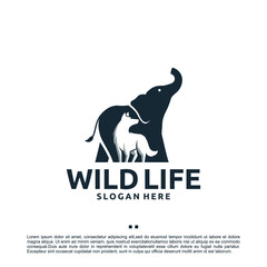 wildlife , combination , logo design template