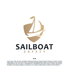 sailboat , shield , logo design template