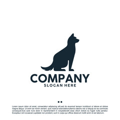 sitting dog , black , logo design template