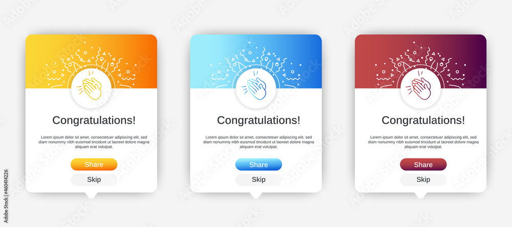 Aufkleber congratulations pop up banner with flat design on white background. professional web design, full se