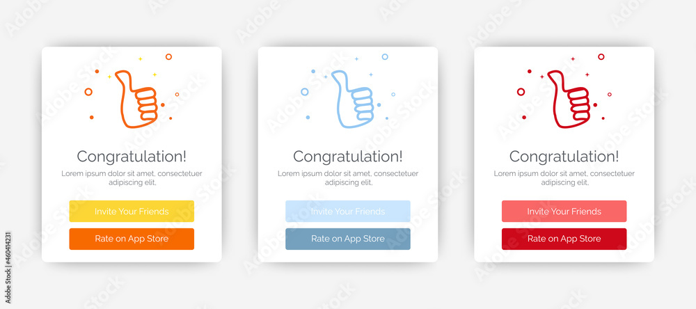 Aufkleber set of modern congratulations pop up banner with flat design on white background. professional web d