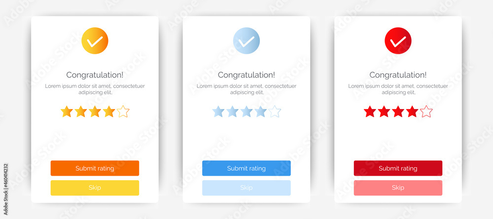 Aufkleber set of modern congratulations pop up banner with flat design on white background. professional web d