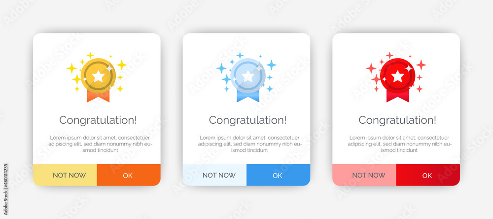 Aufkleber set of modern congratulations pop up banner with flat design on white background. professional web d