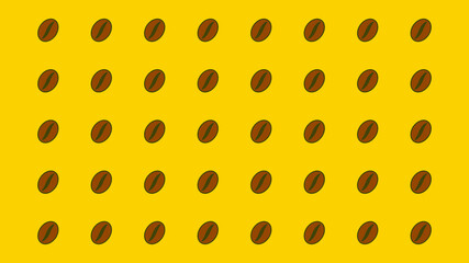 coffee beans on yellow background seamless repetitive pattern