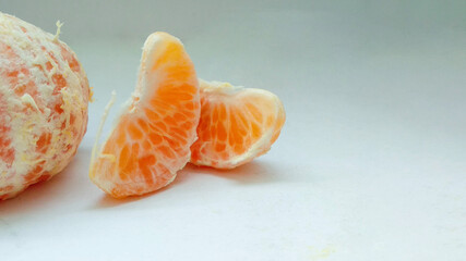 Peeled orange closeup