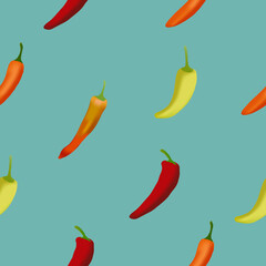 chilli seamless pattern, vector repeat pattern for fabric print, textile print, wrapping, illustration, web design