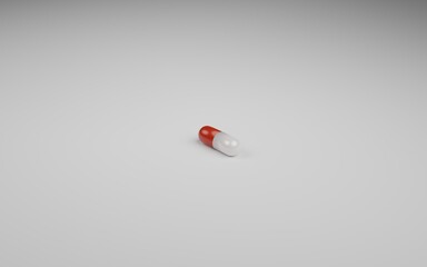 3d render of a Red and White Capsule Pill isolated on White Background