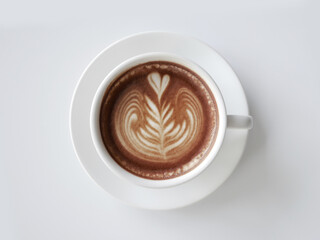 Hot Cappuccino coffee with Beautiful latte art	
