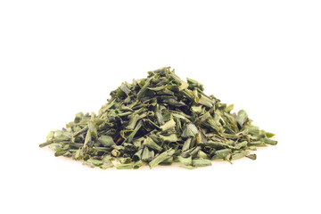 A small pile of dried Chives isolated on white