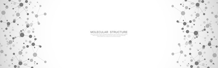 Molecular structure and genetic engineering, molecules DNA, neural network, scientific research. Abstract background for innovation technology, science, healthcare, and medicine