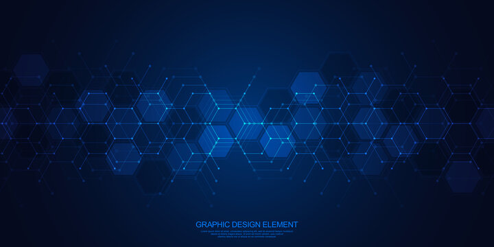 Abstract technology background and design element with hexagons pattern and geometric shapes for your drafting