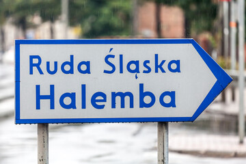 Road sign in Ruda Slaska Halemba