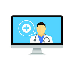 online doctor icon on white background	