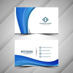 Modern blue color wave style business card design