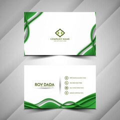 Modern green color wave style business card design