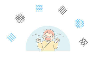 泣いている赤ちゃん　上半身