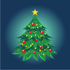 vector illustration of christmas tree with toys