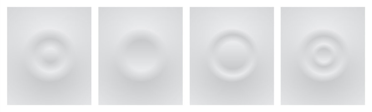 Buttons for user interface, simple circle 3D modern design for mobile, web, social media, business. Neumorphism flat style vector editable illustration. White gray color minimal style UI icons set.