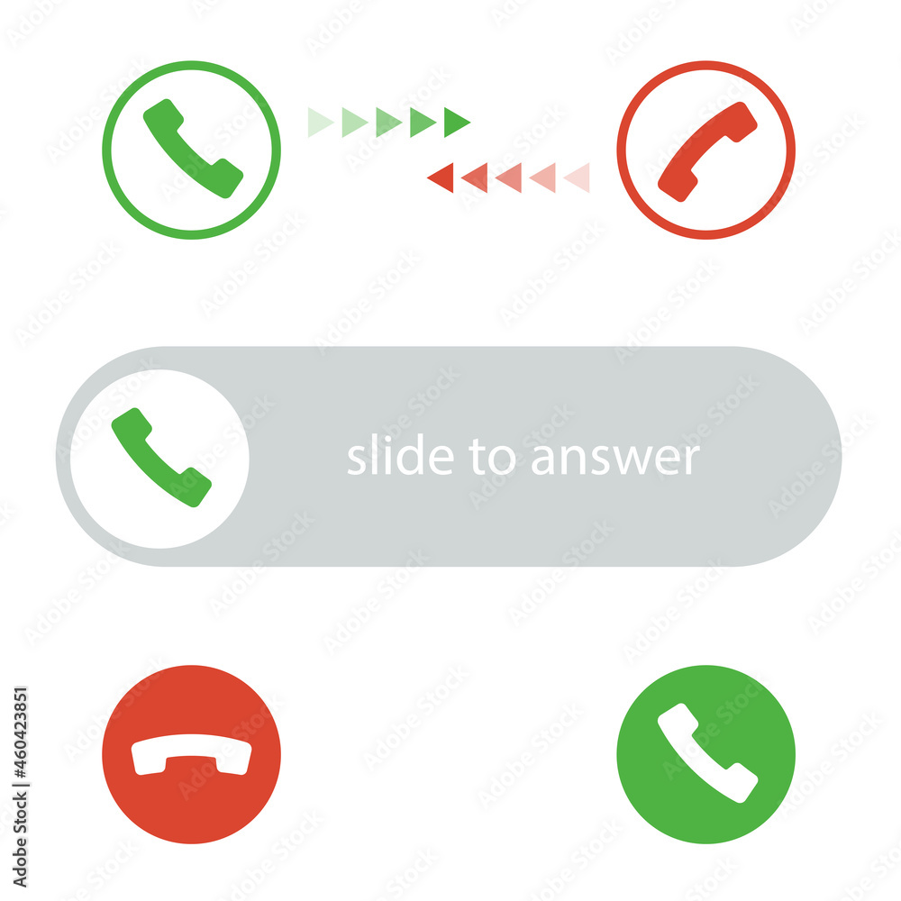 Poster phone call icon. set of icons for answering and rejecting a call.