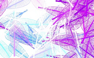 Light Blue, Green vector doodle template with leaves.