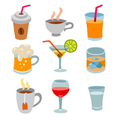beverages colorful icons set