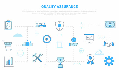 Fototapeta na wymiar quality assurance concept with icon set template banner with modern blue color style