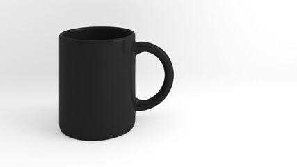 Black cup mockup on a white background,isolated on white background,3d rendering