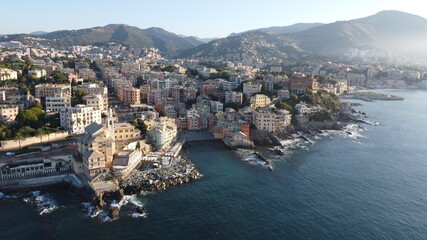 Naklejka premium fotografia aerea del borgo di boccadasse in liguria