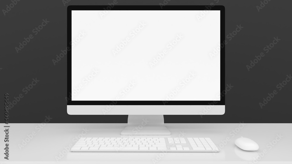 Poster mock up monitor on black background,3d rendering