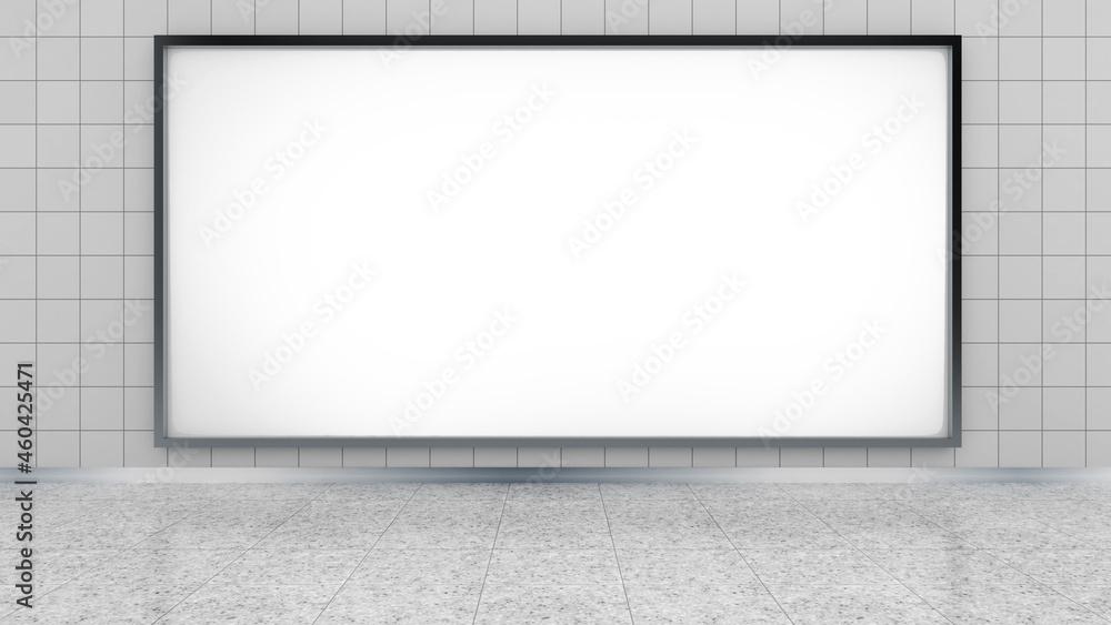 Poster mock up billboards on subway walkways,3d rendering