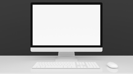 Fototapeta premium Mock up monitor on black background,3d rendering