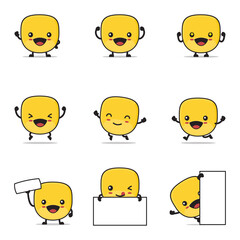 cute corn kernels cartoon. with happy facial expressions and different poses
