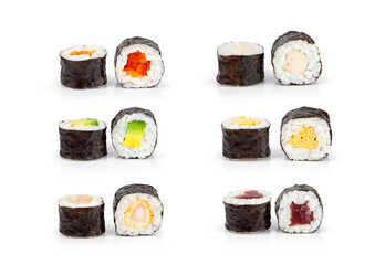 Sushi set with white background