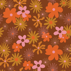 Retro 60s - 70s style with a rainbow hippie sun in a simple linear style. Naive boho style by hand, festival of colors and music, signs of peace and free love