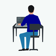 Fototapeta premium man sitting on a chair with a laptop