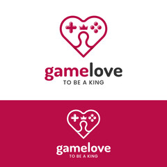 Game Love Heart with Game Controller Stick Logo Design Template. Suitable for Gaming Gamer or Love Romantic Dating App Brand Business Company Logo Design.