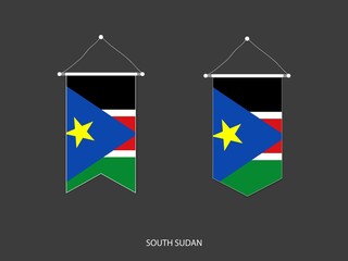 Obraz premium 2 style of South Sudan flag. Ribbon versions and Arrow versions. Both isolated on a black background.