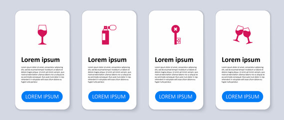 Set Wine glass, Old key, Perfume and . Business infographic template. Vector