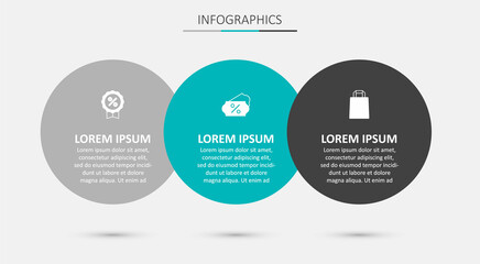Set Discount percent tag, and Paper shopping bag. Business infographic template. Vector