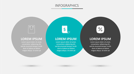 Set Paper check and financial check, shopping bag and Discount percent tag. Business infographic template. Vector