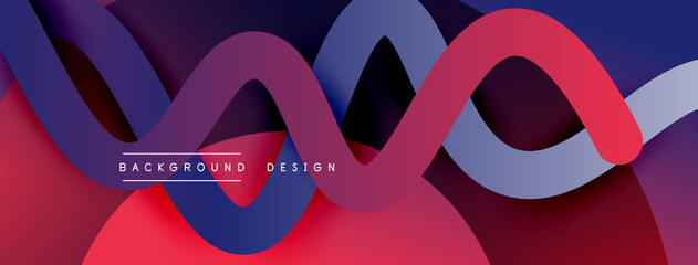 Abstract gradient background with wave line with shadow effect. Geometric composition. 3D shadow effects and fluid gradients