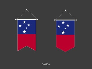 2 style of Samoa flag. Ribbon versions and Arrow versions. Both isolated on a black background.
